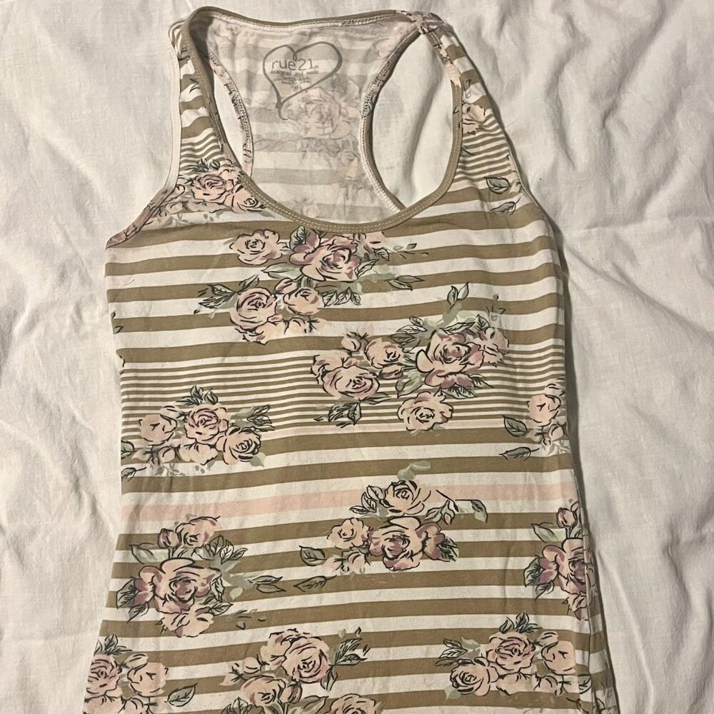 Cute stripped racer-back tank top